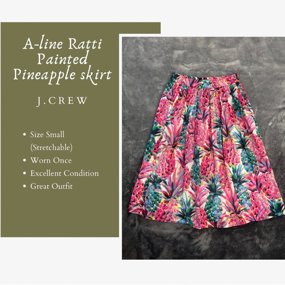 J. Crew A-Line Skirt with Pineapple Print